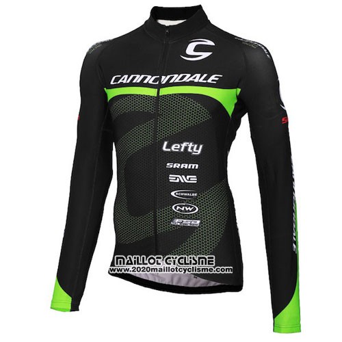 2016 Maillot Ciclismo Cannondale Ml Noir et Vert Manches Longues et Cuissard